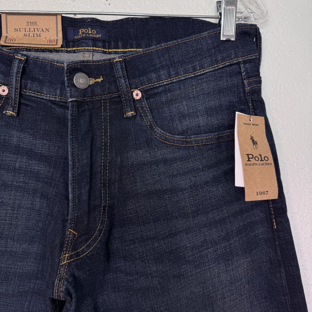 Polo Ralph Lauren Jeans Mens 30 X 30 The Sullivan Slim Dark Wash Stretch Denim - Picture 7 of 10